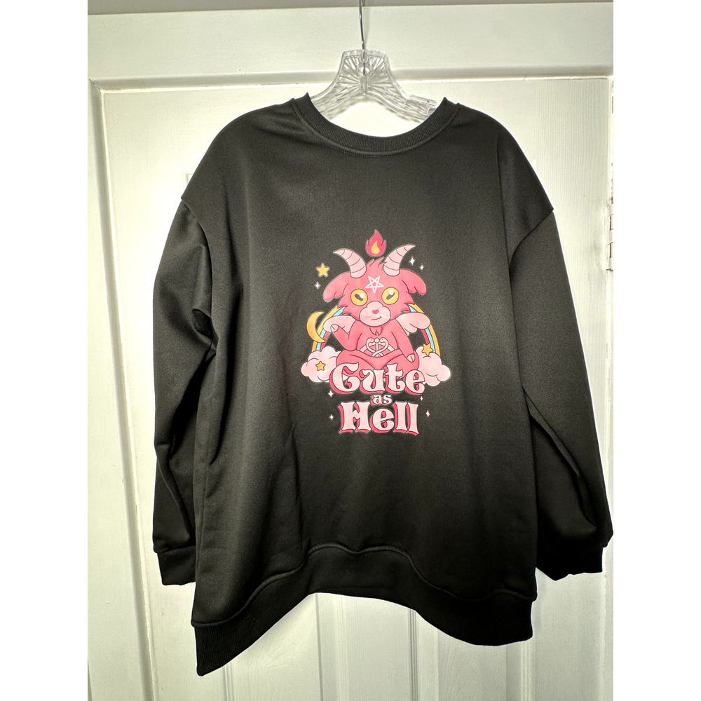 Cute as Hell Black Graphic Sweatshirt Womens Size XL 0XL